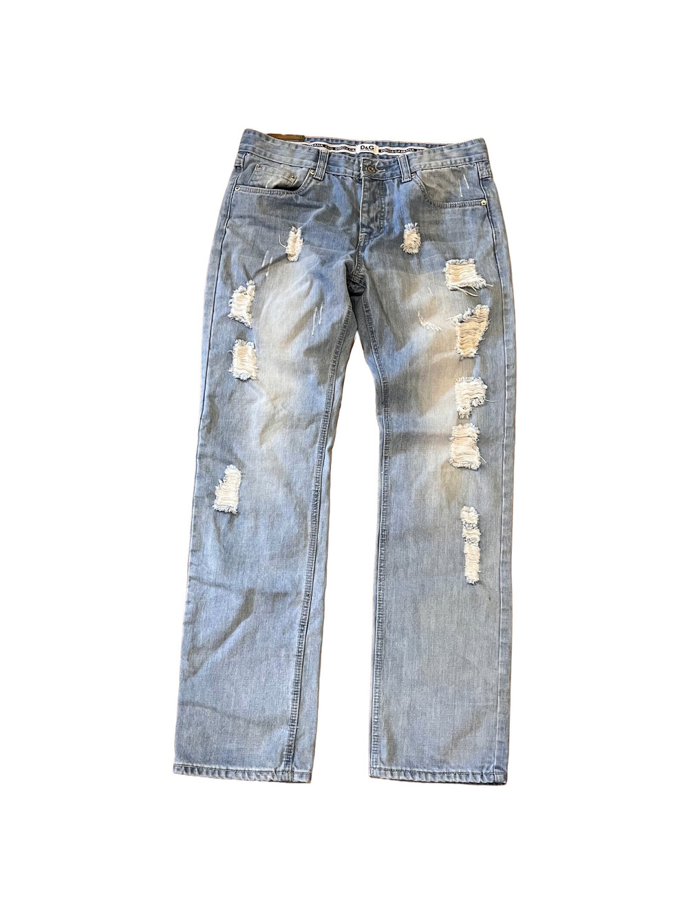 Vintage Dolce & Gabbana Denim Jeans Straight Distressed Mens 36x31 Made In Italy